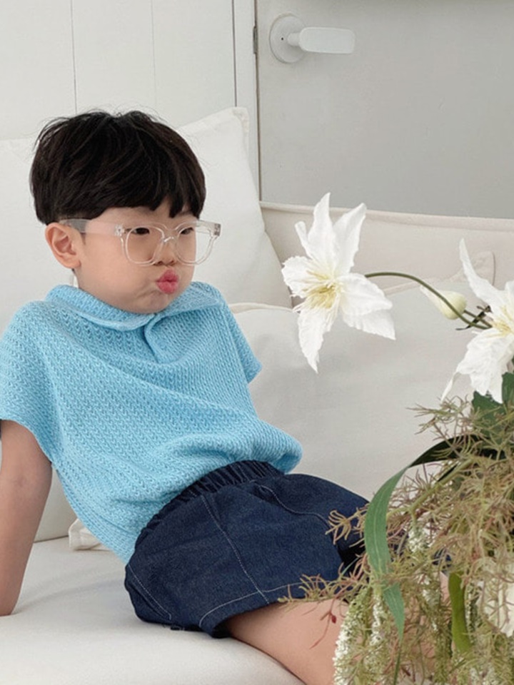 Knit Collar Sleeveless Tee