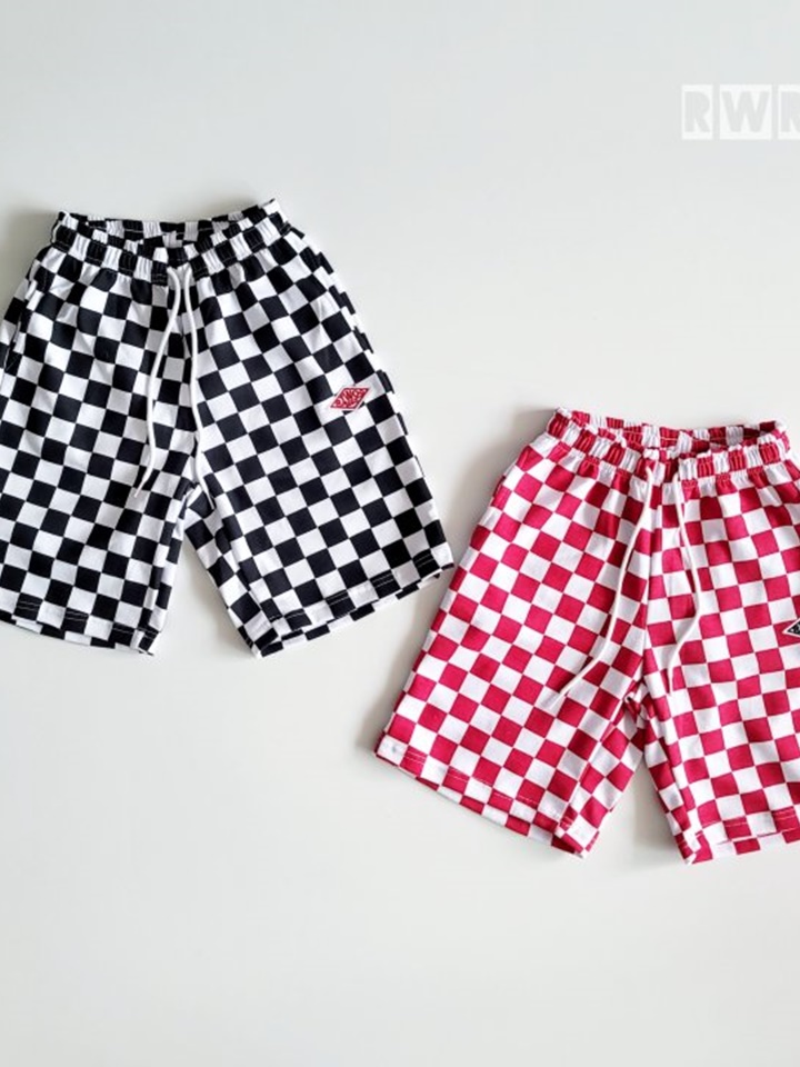 Riwoo Check Half Wide Pants