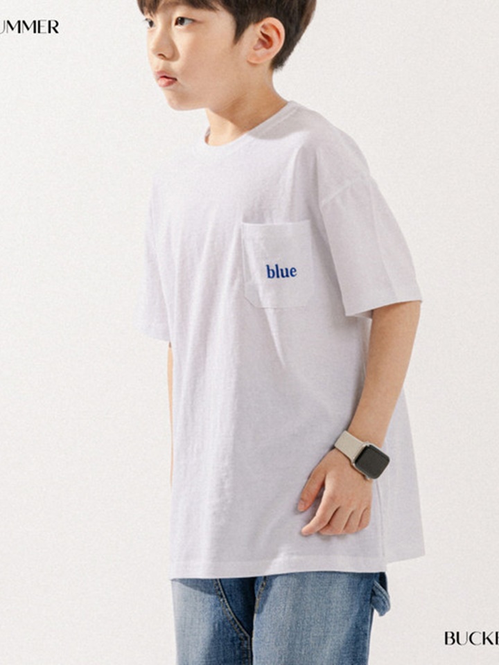 Blue Embroidery Short Sleeve Tee
