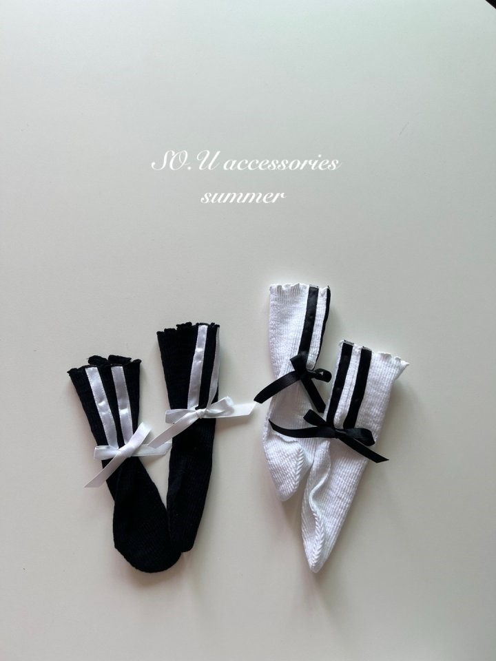 Two Line Ribbon Knee Socks