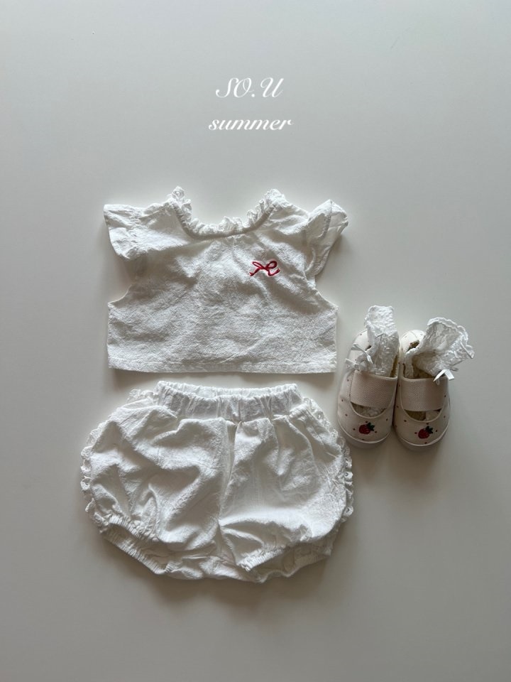 Ribbon Embroidery Pumpkin Top Bottom Set
