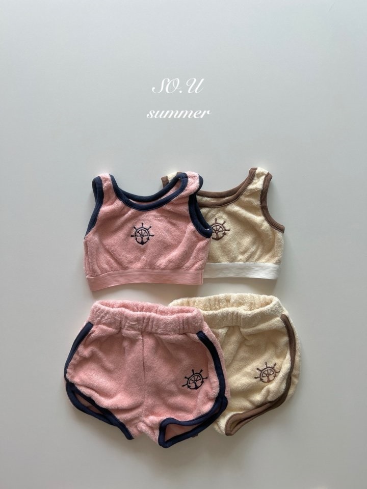 Towelji Embroidery Top Bottom Set