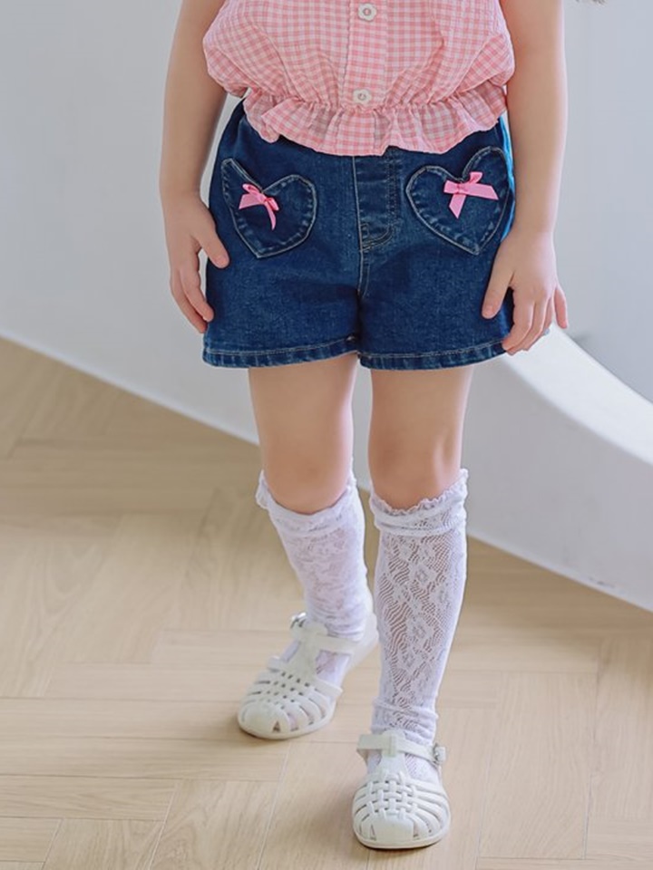 Heart Ribbon Denim Pants
