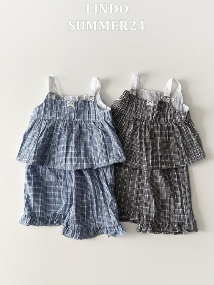 Weahas Check Top Bottom Set
