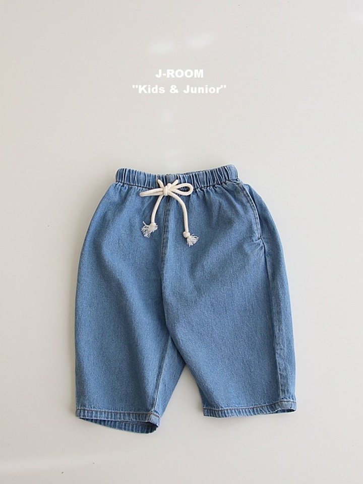 String Denim Cropped Shorts