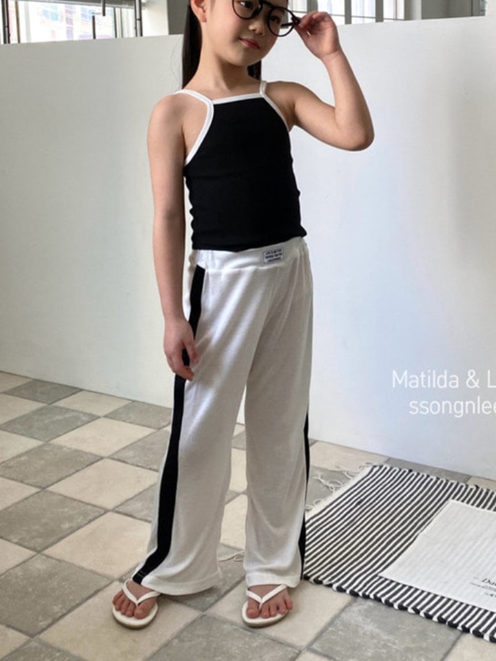 Label Rib Color Pants