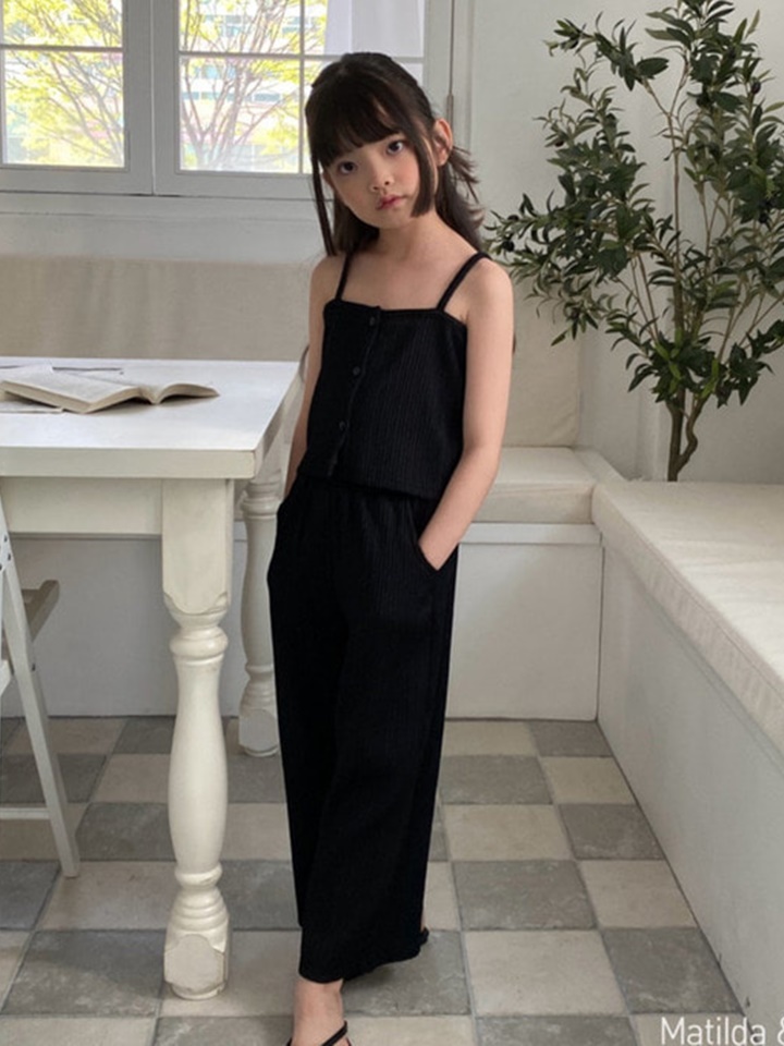 String Sleeveless Pants Top Bottom Set