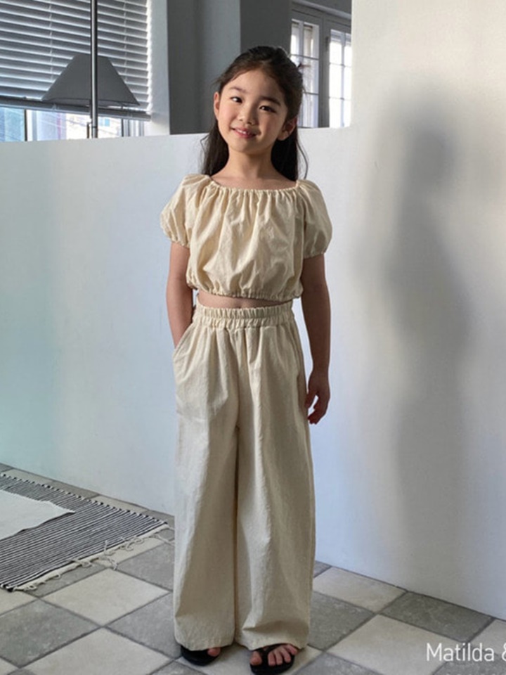 Crop Banding Pants Top Bottom Set