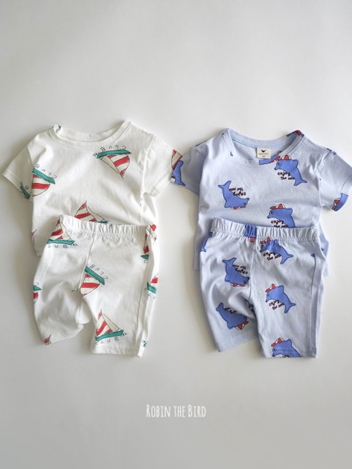 Ocean Short Sleeve Top Bottom Set