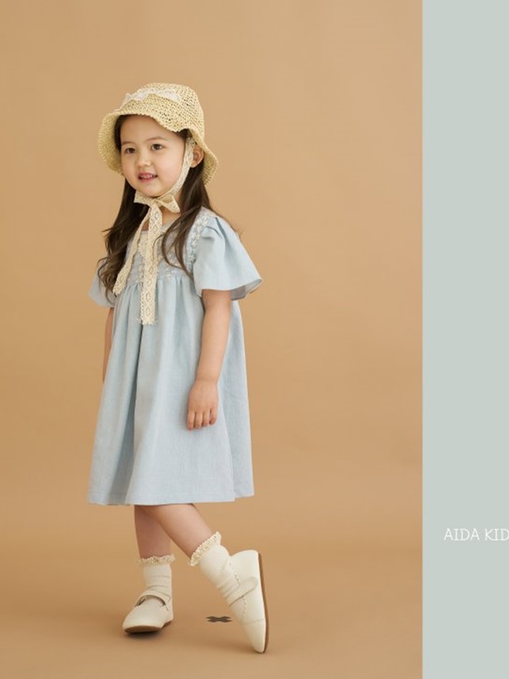 Denim Embroidery One-Piece