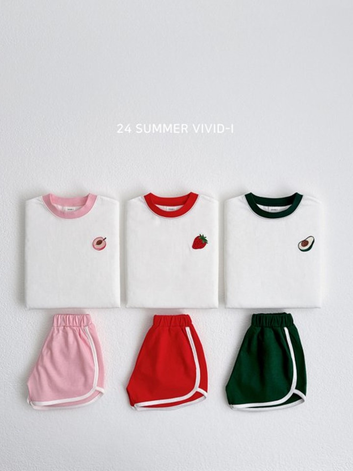 Fruit Embroidery Top Bottom Set