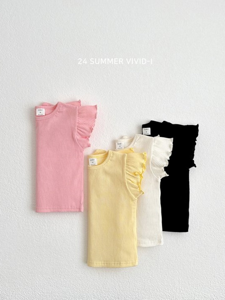 Shoulder Frill Sleeveless Tee