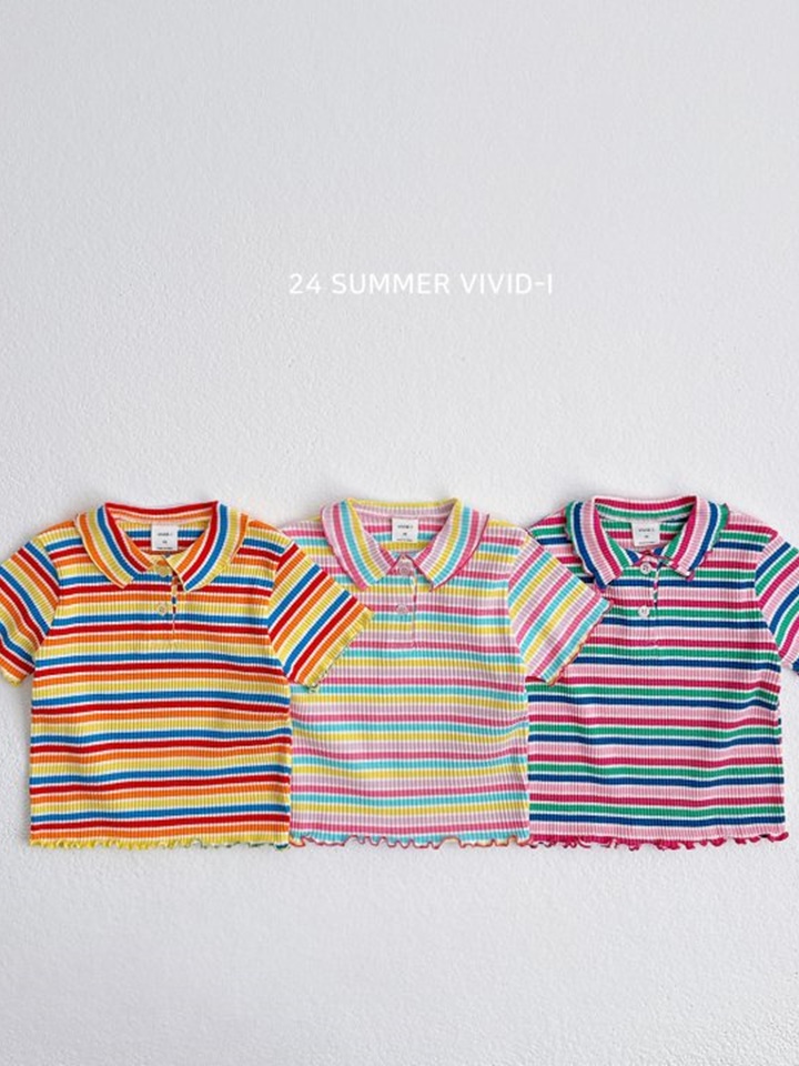 Rainbow Collar Rib Tee