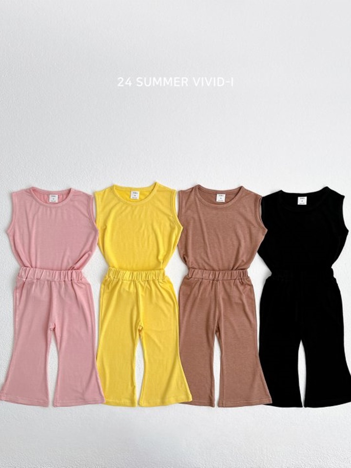 Charlang Wide Sleeveless Top Bottom Set
