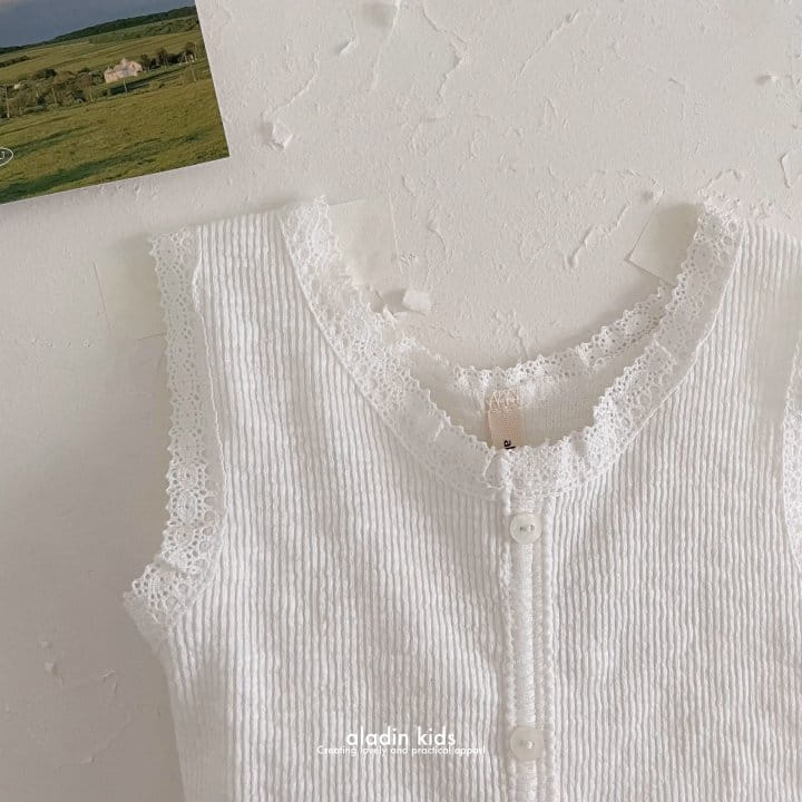 Aladin - Korean Children Fashion - #littlefashionista - Lace Rib Sleeveless Tee - 3