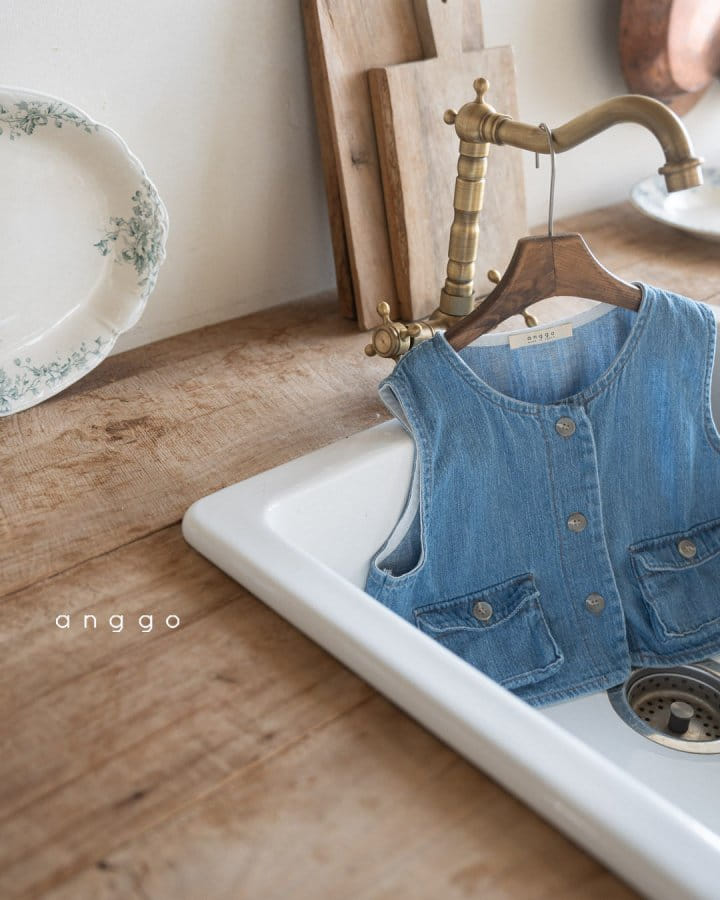 Anggo - Korean Children Fashion - #magicofchildhood - Almond Denim Vest - 2