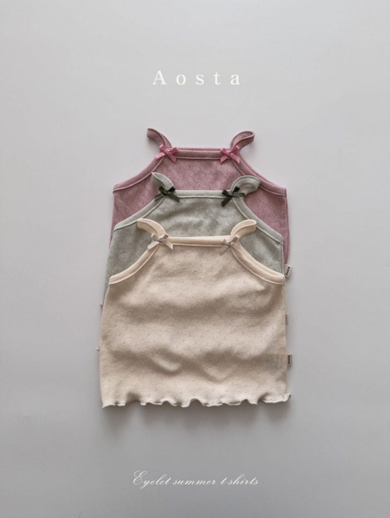 Aosta - Korean Children Fashion - #childofig - Eyelet Sleeveless Tee