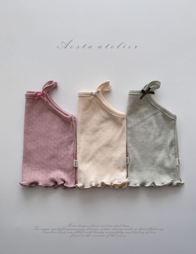 Aosta - Korean Children Fashion - #childrensboutique - Eyelet Sleeveless Tee - 2
