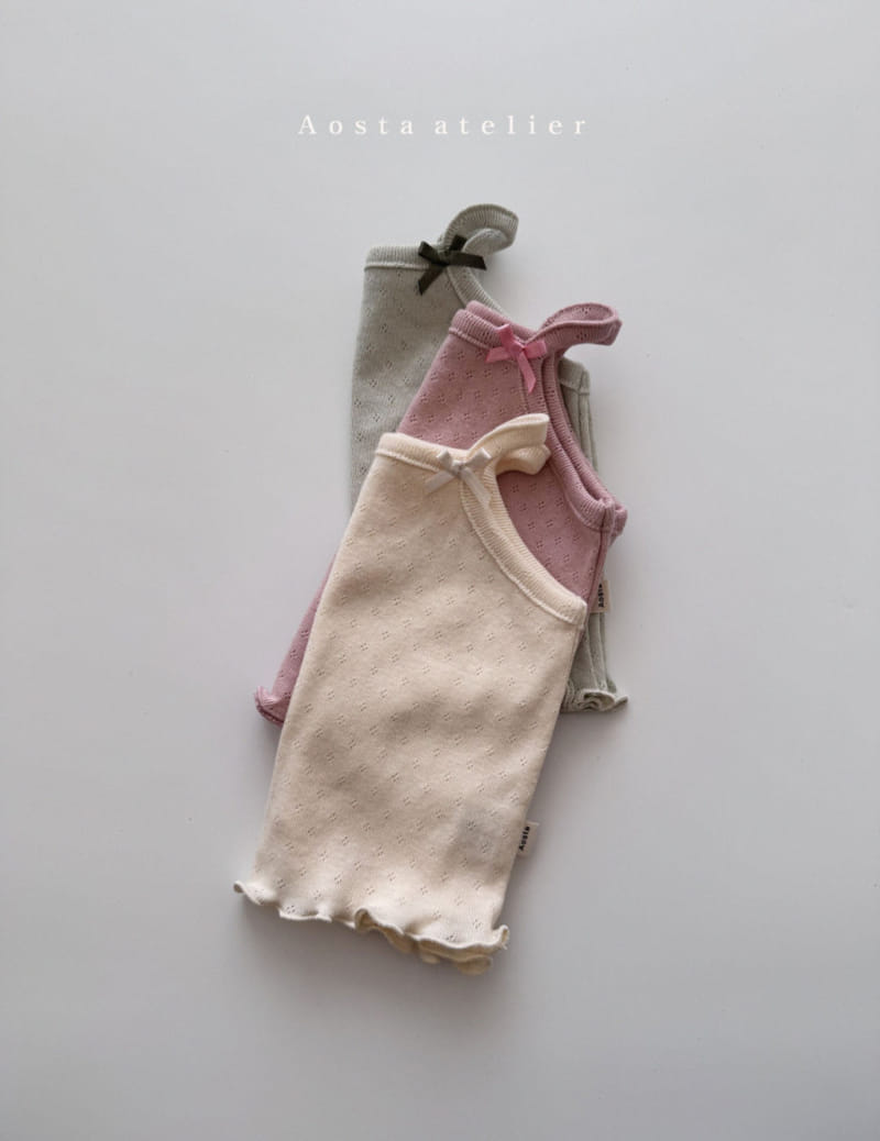 Aosta - Korean Children Fashion - #designkidswear - Eyelet Sleeveless Tee - 3