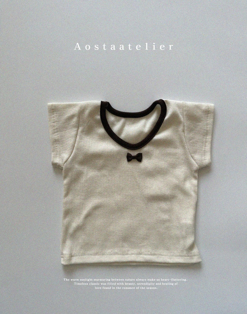 Aosta - Korean Children Fashion - #fashionkids - Rib Ribbon Tee - 11
