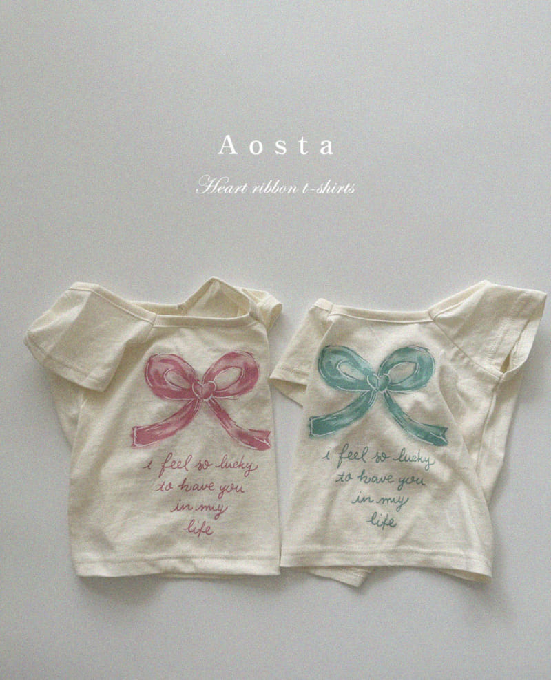 Aosta - Korean Children Fashion - #kidzfashiontrend - Heart Ribbon Tee