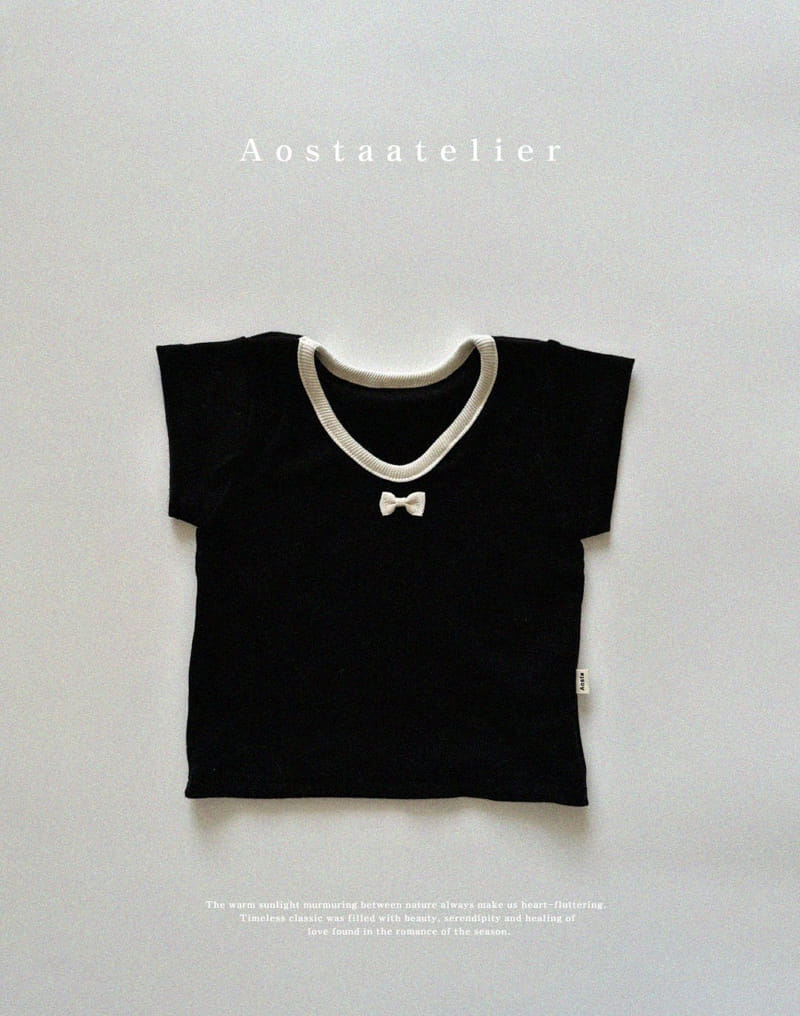 Aosta - Korean Children Fashion - #magicofchildhood - Rib Ribbon Tee - 3