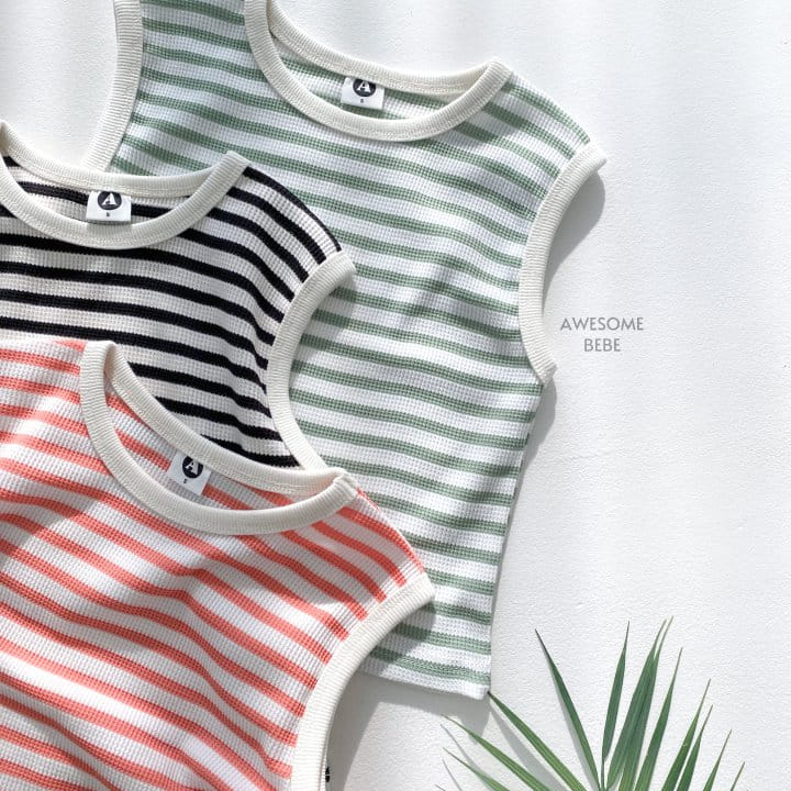 Awesome Bebe - Korean Children Fashion - #discoveringself - ST Waffle Sleeveless Tee - 2