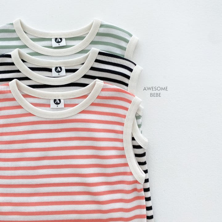 Awesome Bebe - Korean Children Fashion - #kidzfashiontrend - ST Waffle Sleeveless Tee - 6