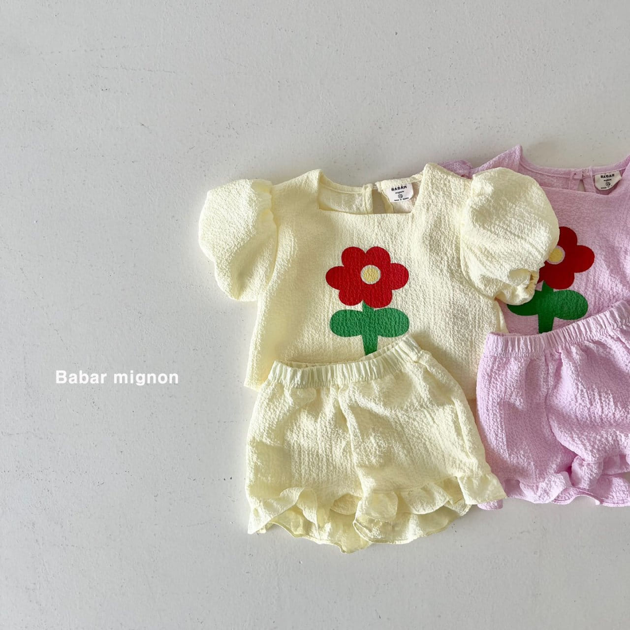 Babar Mignon - Korean Children Fashion - #childofig - Embossing Top Bottom Set - 3