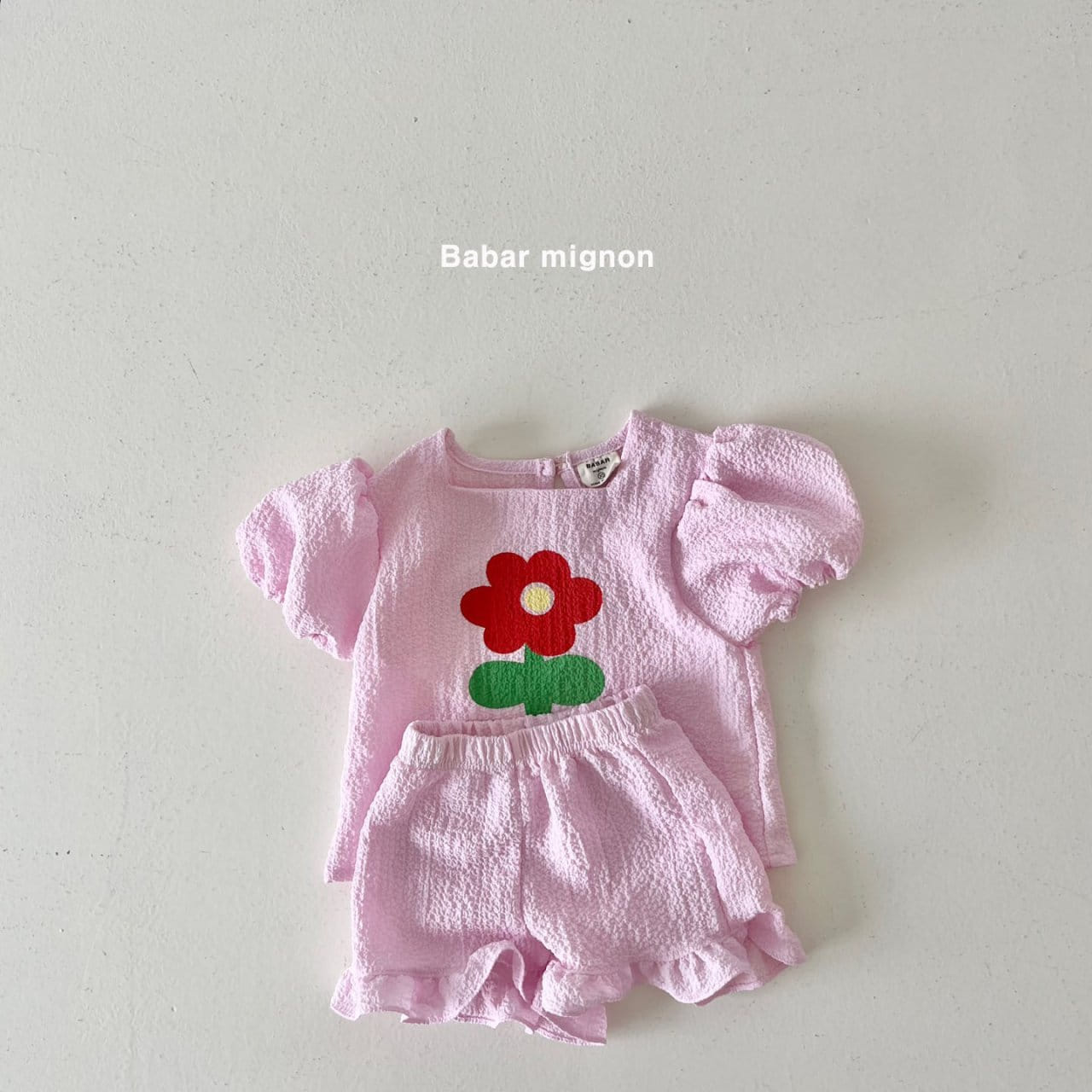 Babar Mignon - Korean Children Fashion - #kidzfashiontrend - Embossing Top Bottom Set - 10