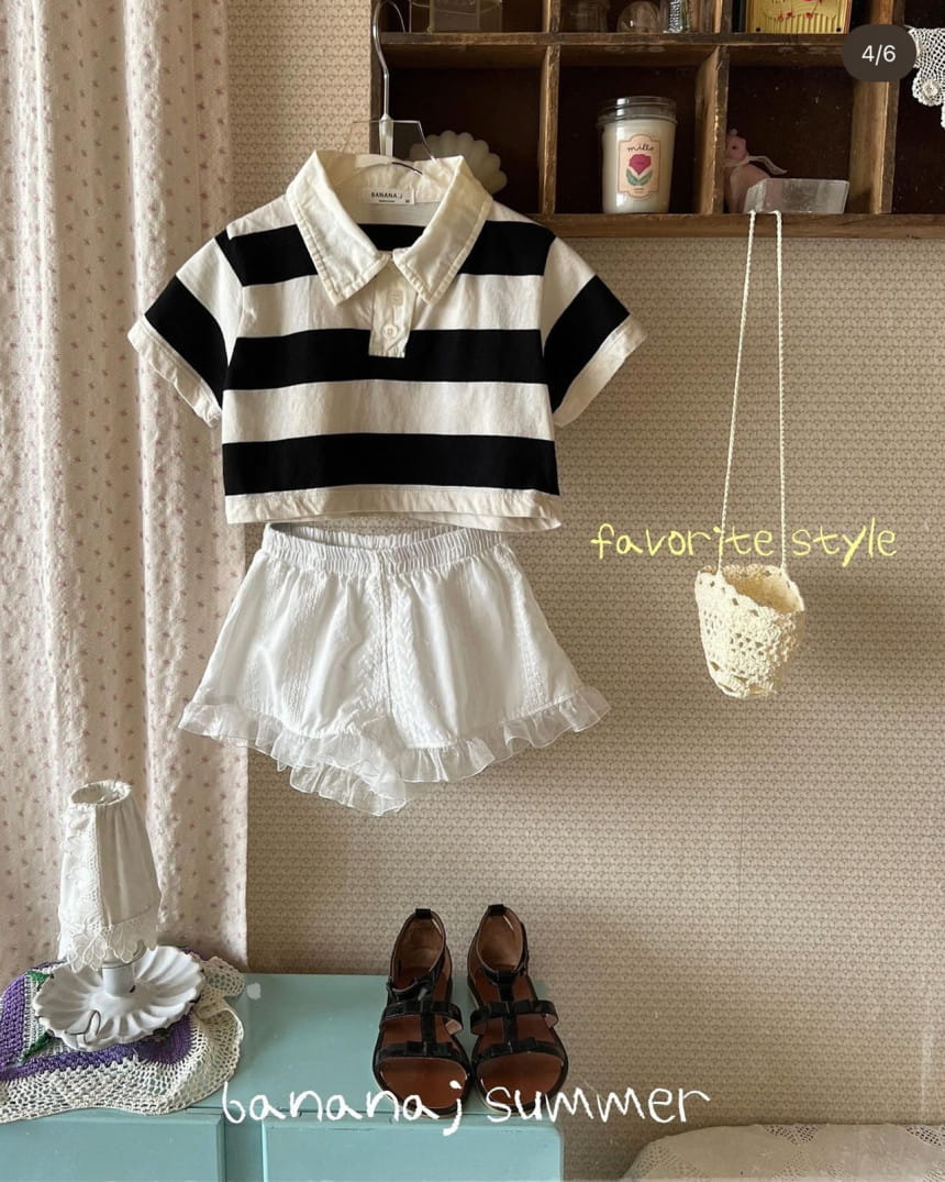Banana J - Korean Children Fashion - #childofig - Bang Crop Collar Tee - 2