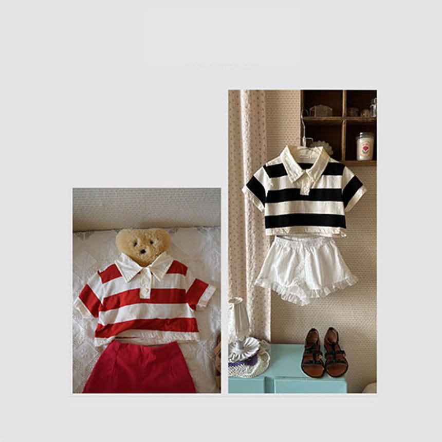 Banana J - Korean Children Fashion - #childrensboutique - Bang Crop Collar Tee - 3
