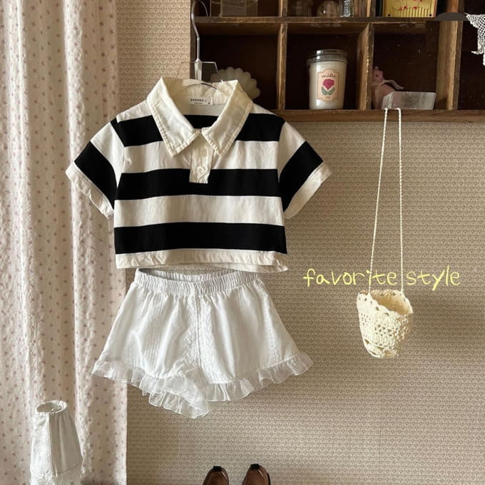 Banana J - Korean Children Fashion - #stylishchildhood - Bang Crop Collar Tee