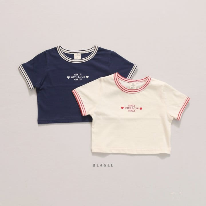 Beagle - Korean Children Fashion - #littlefashionista - Girl Heart Piping Tee