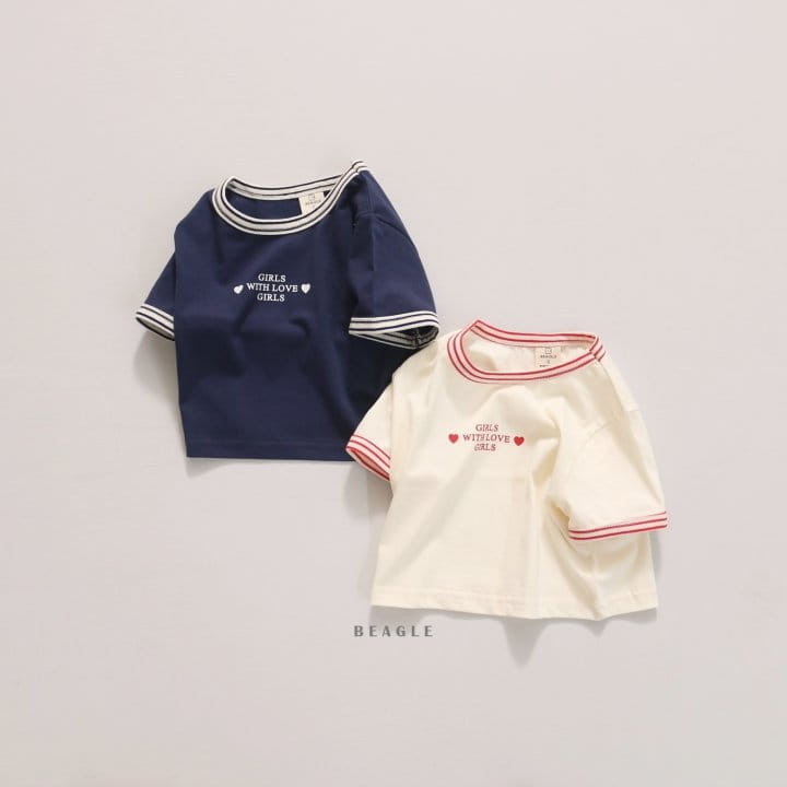 Beagle - Korean Children Fashion - #magicofchildhood - Girl Heart Piping Tee - 2