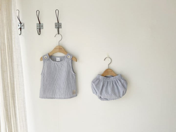 Bebe Nine - Korean Baby Fashion - #babylifestyle - Wide Button Sleevless Top Bottom Set  - 5