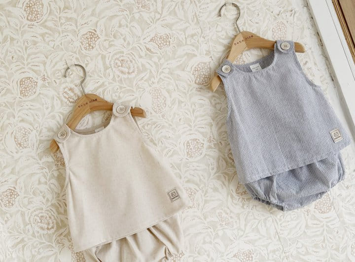 Bebe Nine - Korean Baby Fashion - #babyootd - Wide Button Sleevless Top Bottom Set  - 7
