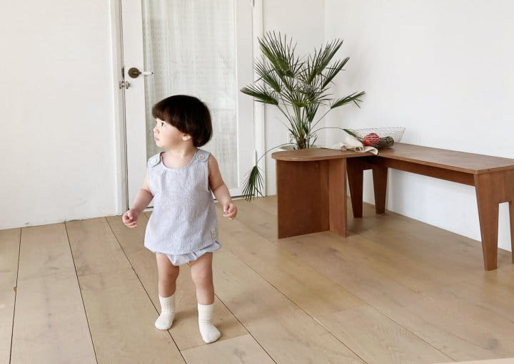 Bebe Nine - Korean Baby Fashion - #babyoutfit - Wide Button Sleevless Top Bottom Set  - 9