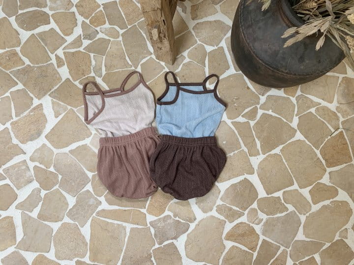 Bebe Nine - Korean Baby Fashion - #onlinebabyshop - Churros Sleevelss Top Bottom Set