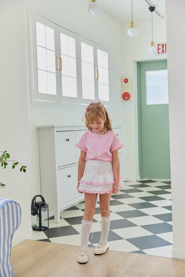 Berry Berry - Korean Children Fashion - #littlefashionista - Check Ribbon Tee - 4