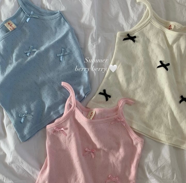 Berry Berry - Korean Children Fashion - #prettylittlegirls - Ribbon String Sleeveless Tee - 3