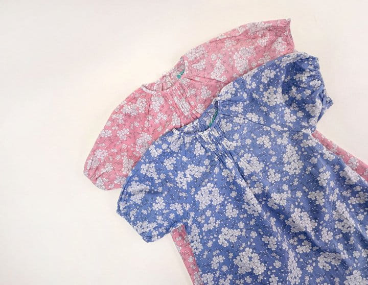 Bienvenu - Korean Children Fashion - #Kfashion4kids - Puff A Line Flower One-Piece - 5