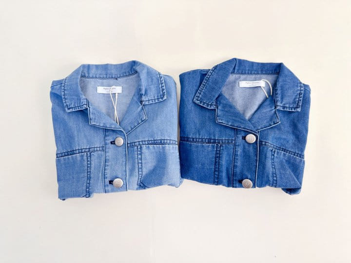 Bienvenu - Korean Children Fashion - #childofig - Denim Collar Short Sleeve Jacket - 11