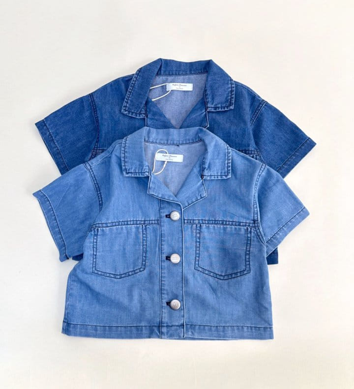 Bienvenu - Korean Children Fashion - #magicofchildhood - Denim Collar Short Sleeve Jacket - 7