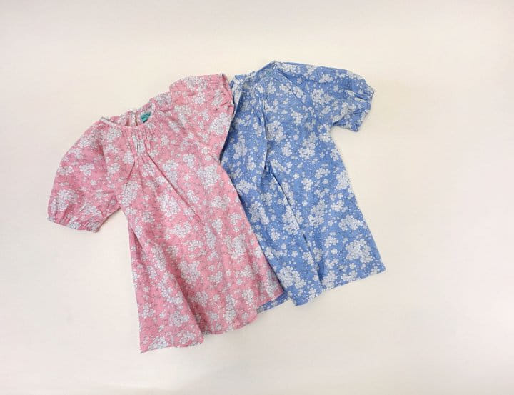 Bienvenu - Korean Children Fashion - #minifashionista - Puff A Line Flower One-Piece - 8