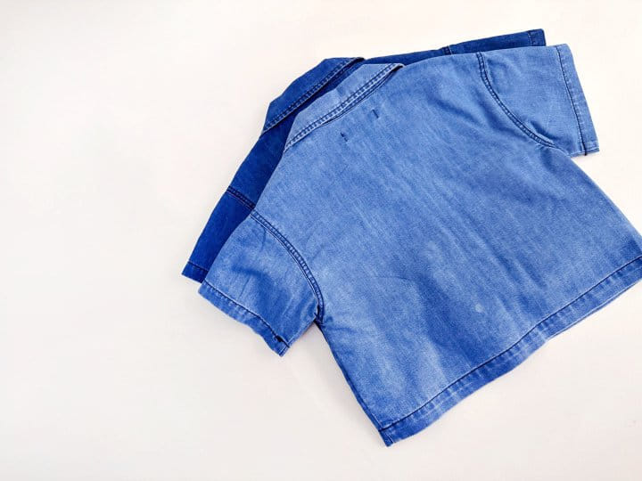 Bienvenu - Korean Children Fashion - #minifashionista - Denim Collar Short Sleeve Jacket - 8
