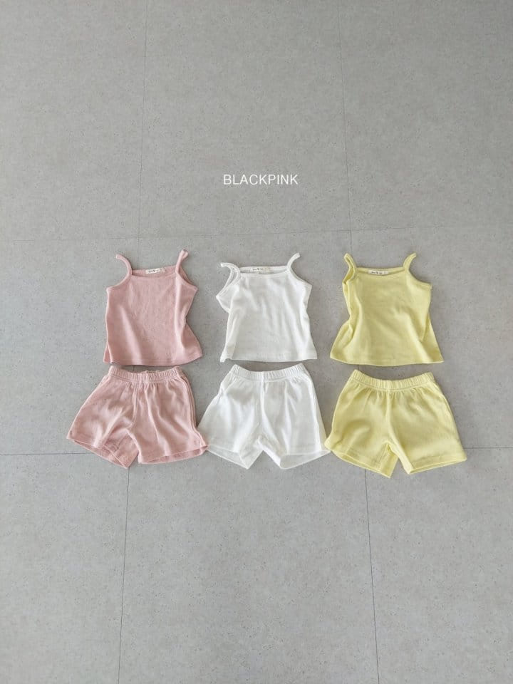 Black Pink - Korean Children Fashion - #magicofchildhood - Lovely String Sleeveless Top Bottom Set - 2