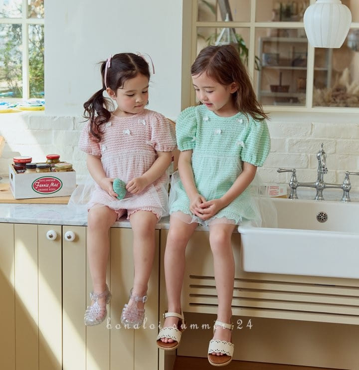 Bonaloi - Korean Children Fashion - #childofig - Sha Sha Ribbon Ping Top Bottom Set - 7