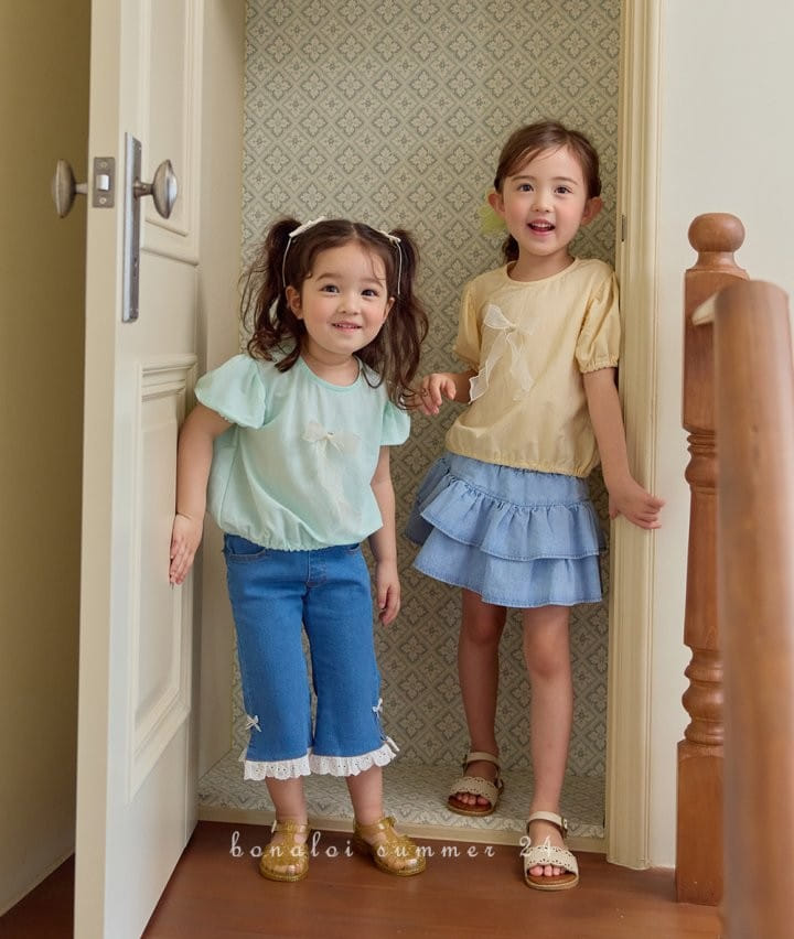 Bonaloi - Korean Children Fashion - #prettylittlegirls - Petite Puff Ribbon Tee - 4