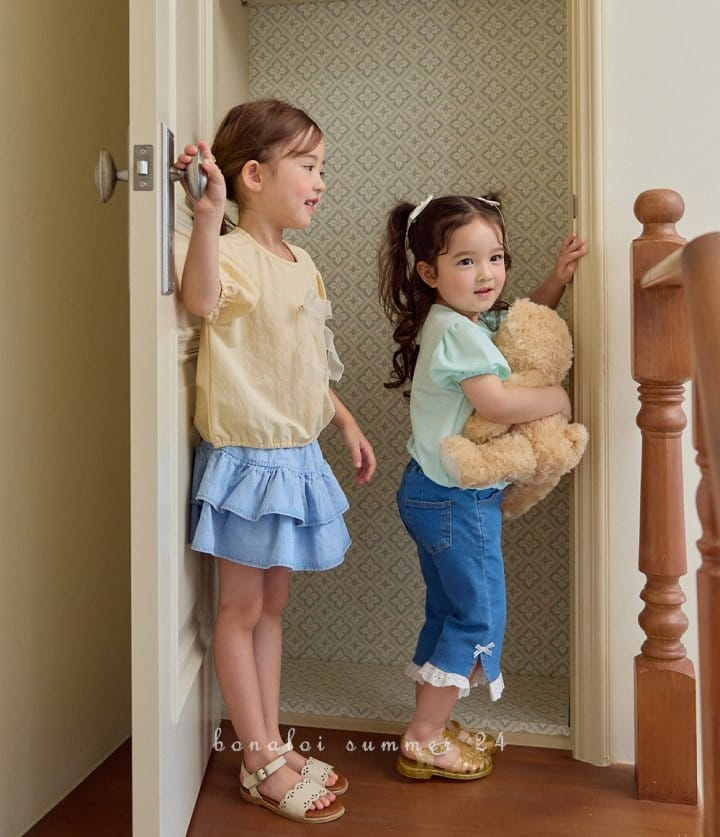 Bonaloi - Korean Children Fashion - #childrensboutique - Petite Puff Ribbon Tee - 6